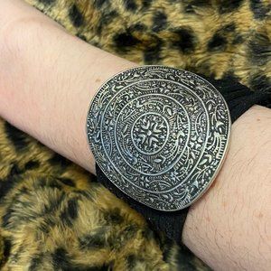 Free People Silver and Black Suede Boho Bracelet